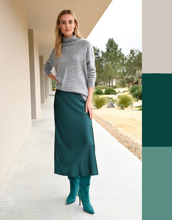 Grün kombinieren: Look mit Tannengrün