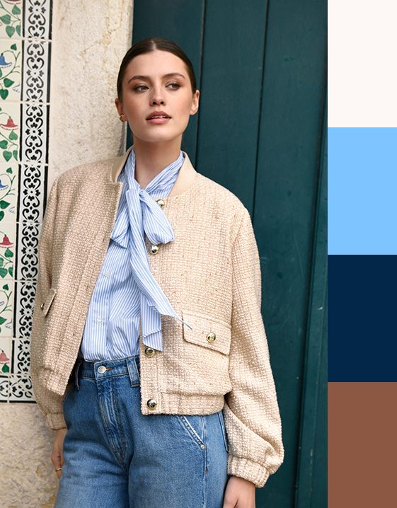 Pastellfarben kombinieren: Look mit Himmelblau